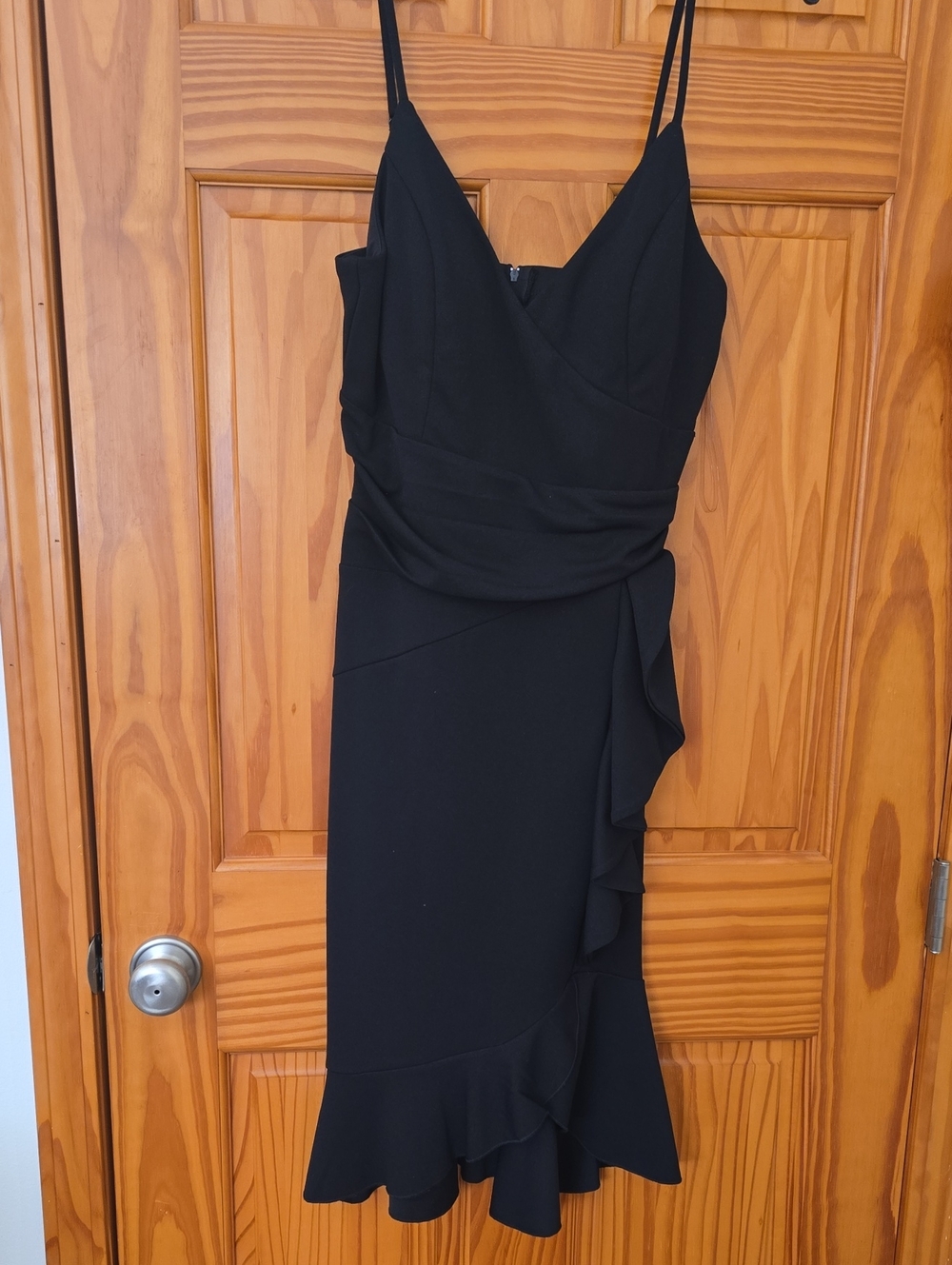 Honey and Rosie Black Ruffle-Trim Midi Dress